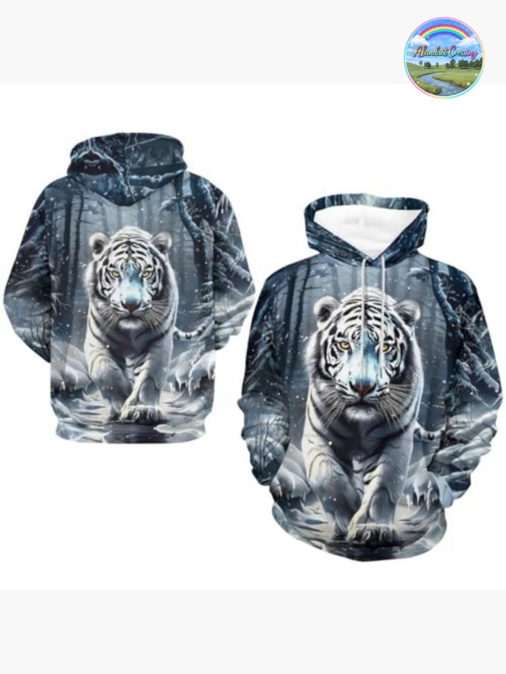 Men's Tiger Graphic Hooded Sweatshirt Fantasy Animal Long Sleeve Pullover - Picture 4 of 6
